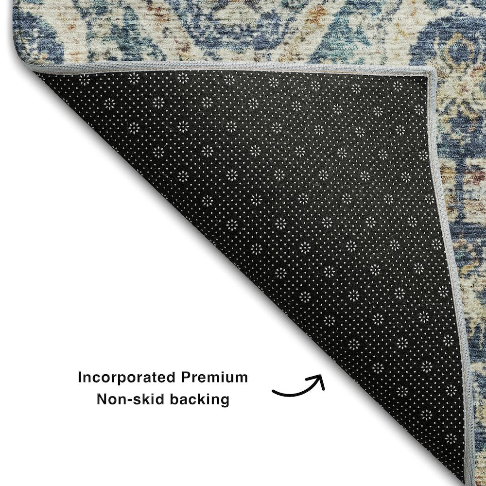 Premium Machine Washable Mayfield AMF1181 Denim 2'3" x 7'6" Runner Rug