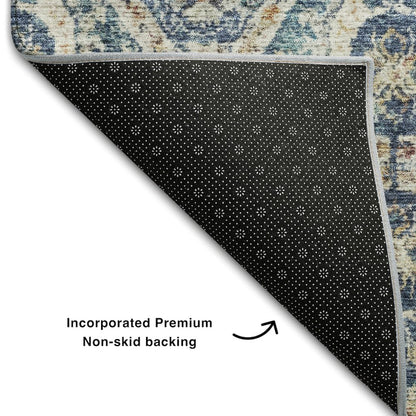 Premium Machine Washable Mayfield AMF1181 Denim 2'3" x 7'6" Runner Rug