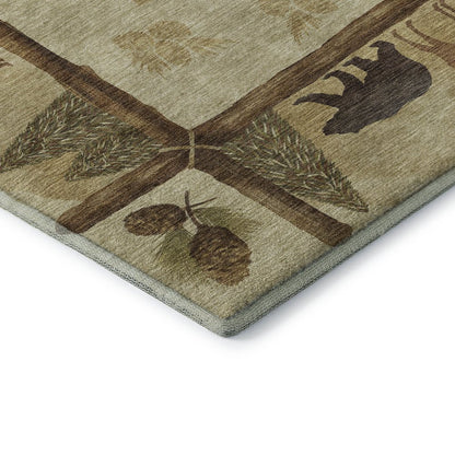 Premium Machine Washable Mayfield  Khaki 2'3" x 7'6" Runner Rug