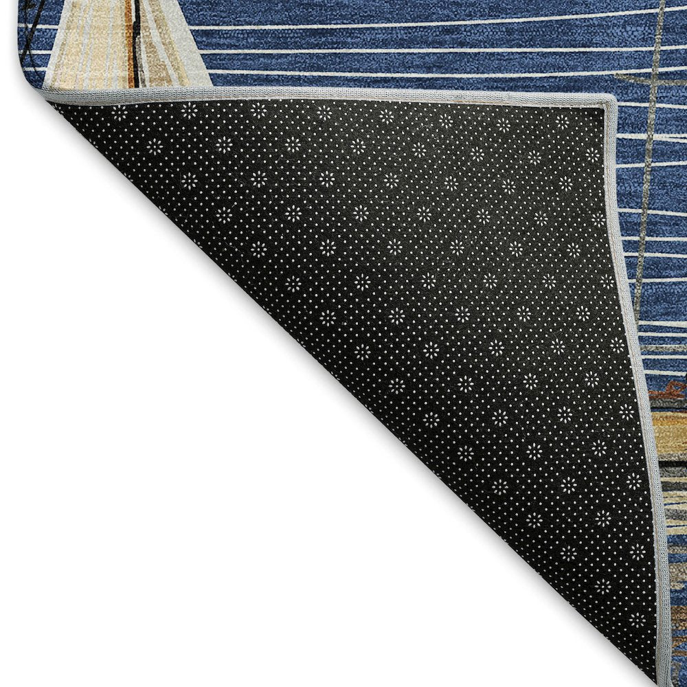 Premium Machine Washable Mayfield  Navy 2'3" x 7'6" Runner Rug