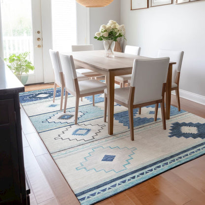 Premium Machine Washable Mayfield  Blue 3' x 5' Rug