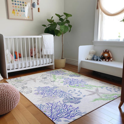 Premium Machine Washable Mayfield  Blue 3' x 5' Rug