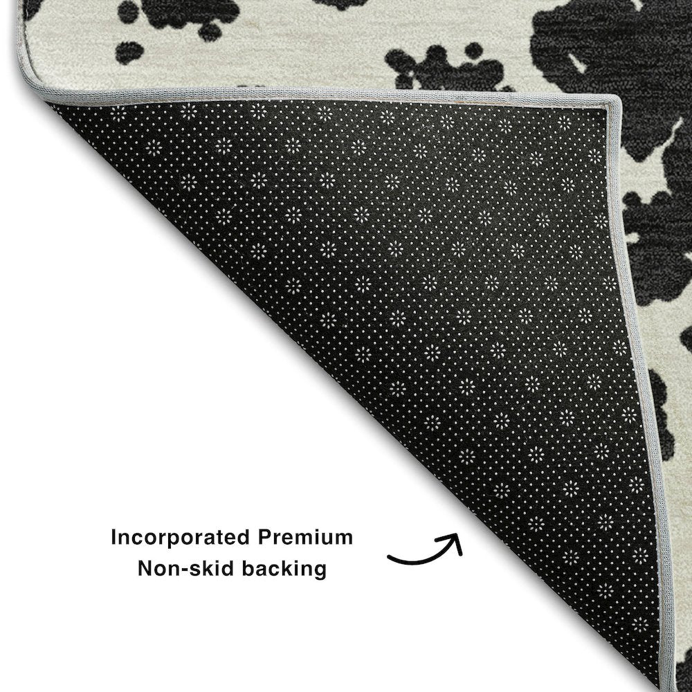 Premium Machine Washable Mayfield  Black 2'3" x 7'6" Runner Rug