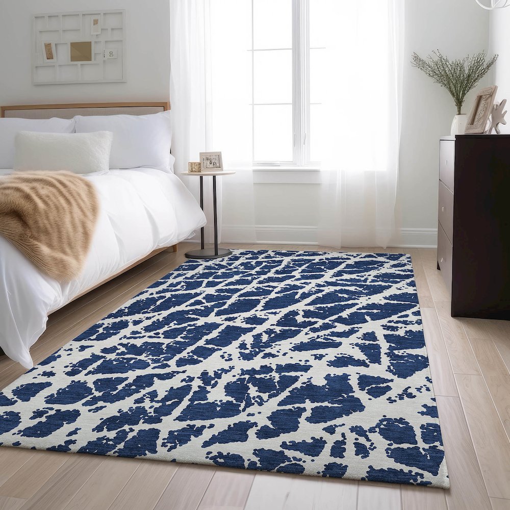 Premium Machine Washable Mayfield  Navy 3' x 5' Rug