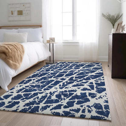 Premium Machine Washable Mayfield  Navy 3' x 5' Rug