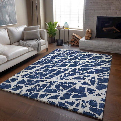 Premium Machine Washable Mayfield  Navy 3' x 5' Rug