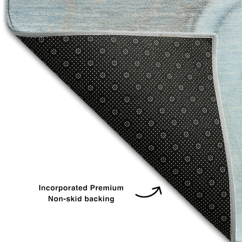 Premium Machine Washable Mayfield  Blue 2'3" x 7'6" Runner Rug