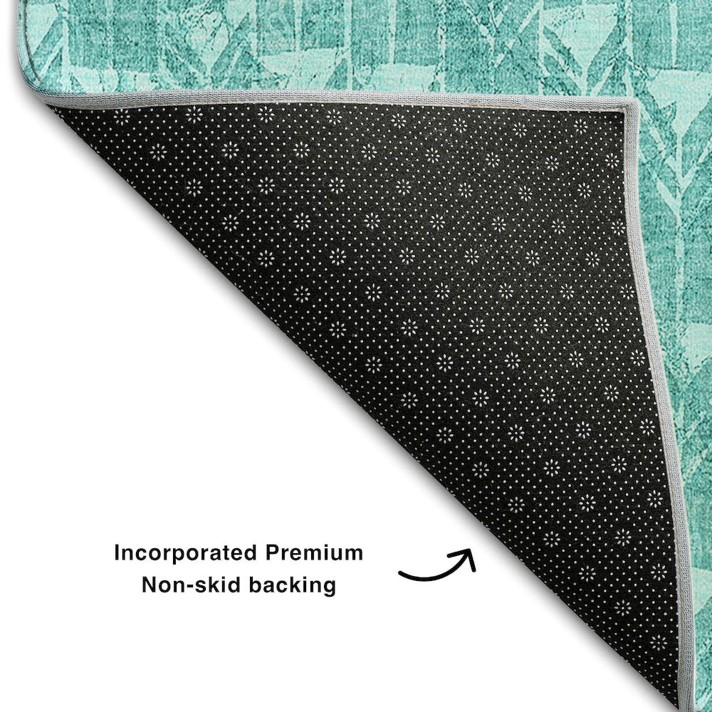 Premium Machine Washable Mayfield  Teal 2'3" x 7'6" Runner Rug