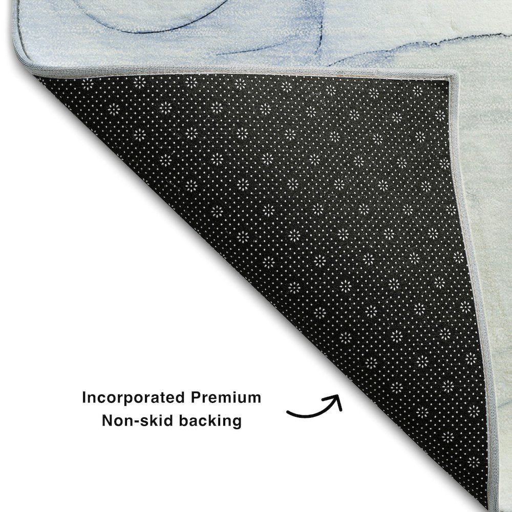 Premium Machine Washable Mayfield  Blue 2'3" x 7'6" Runner Rug