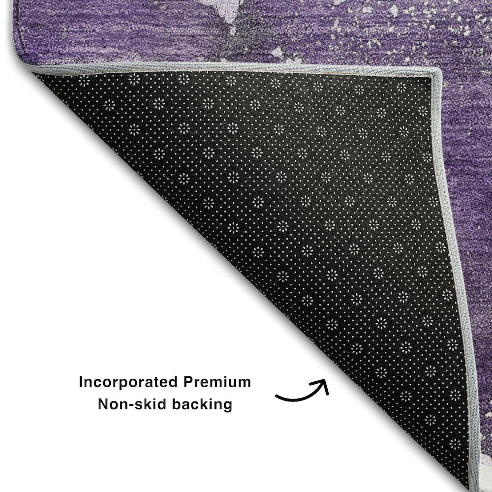 Premium Machine Washable Mayfield  Purple 2'3" x 7'6" Runner Rug
