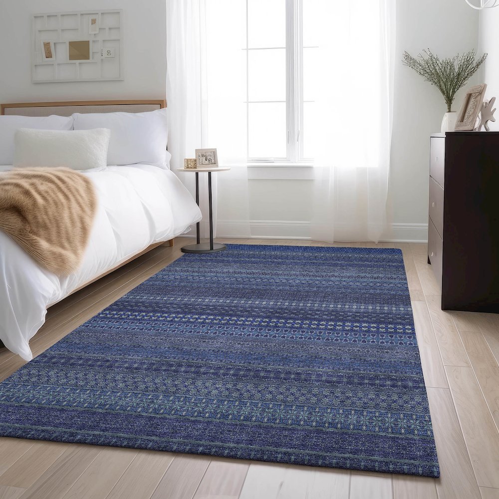 Premium Machine Washable Mayfield  Navy 3' x 5' Rug