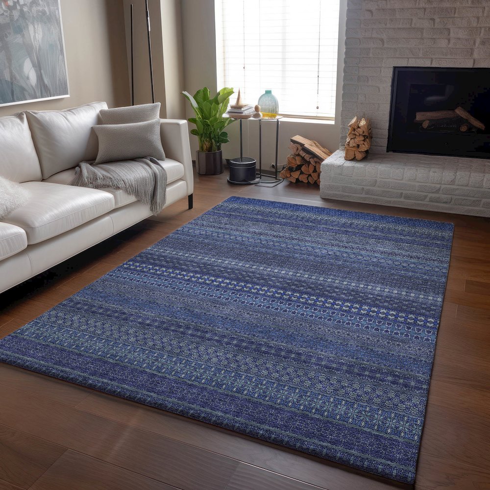 Premium Machine Washable Mayfield  Navy 3' x 5' Rug