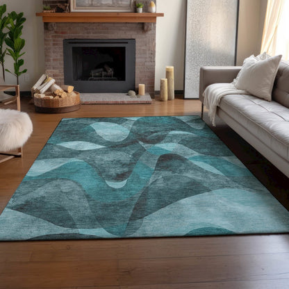 Premium Machine Washable Mayfield  Teal 3' x 5' Rug