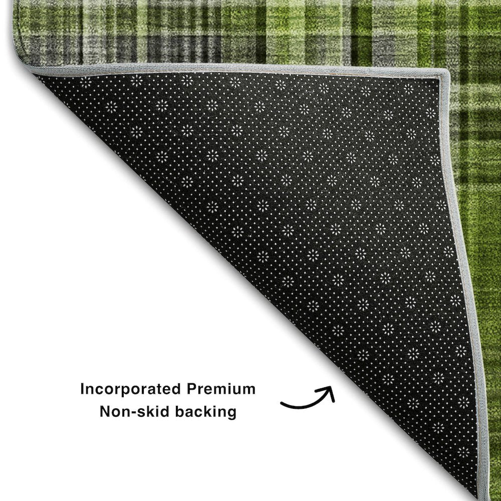 Premium Machine Washable Mayfield  Green 2'3" x 7'6" Runner Rug