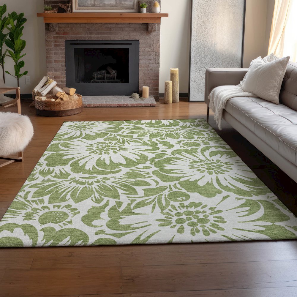 Premium Machine Washable Mayfield  Aloe 3' x 5' Rug