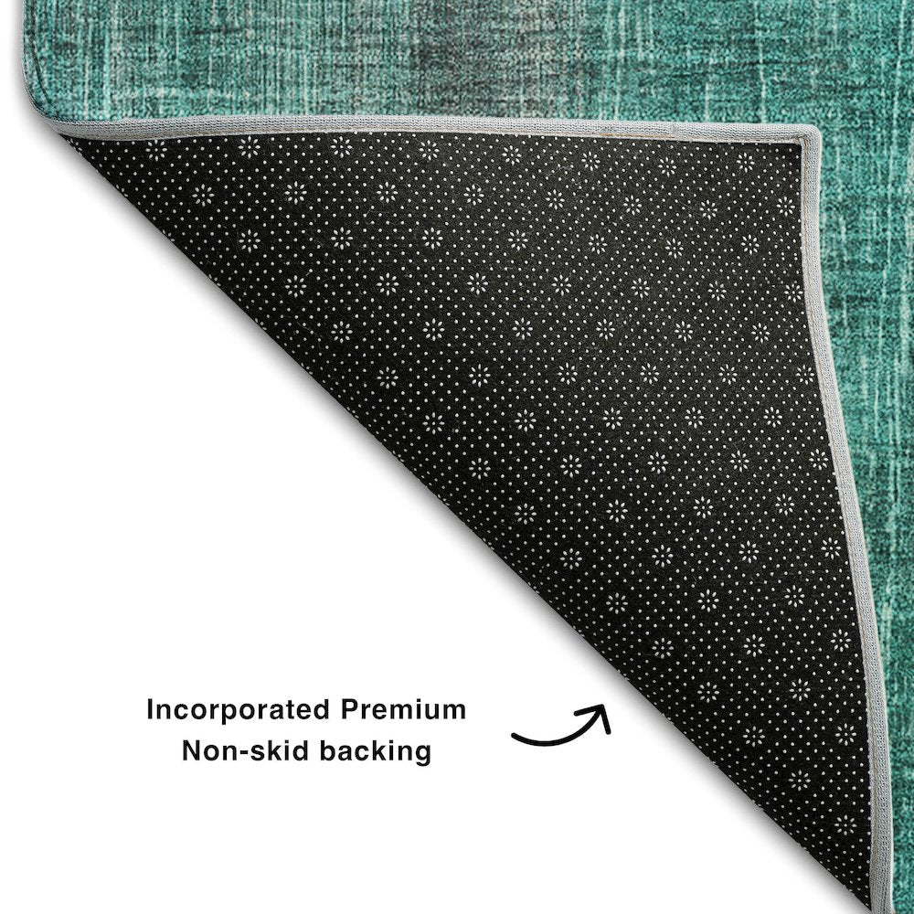 Premium Machine Washable Mayfield  Teal 2'3" x 7'6" Runner Rug