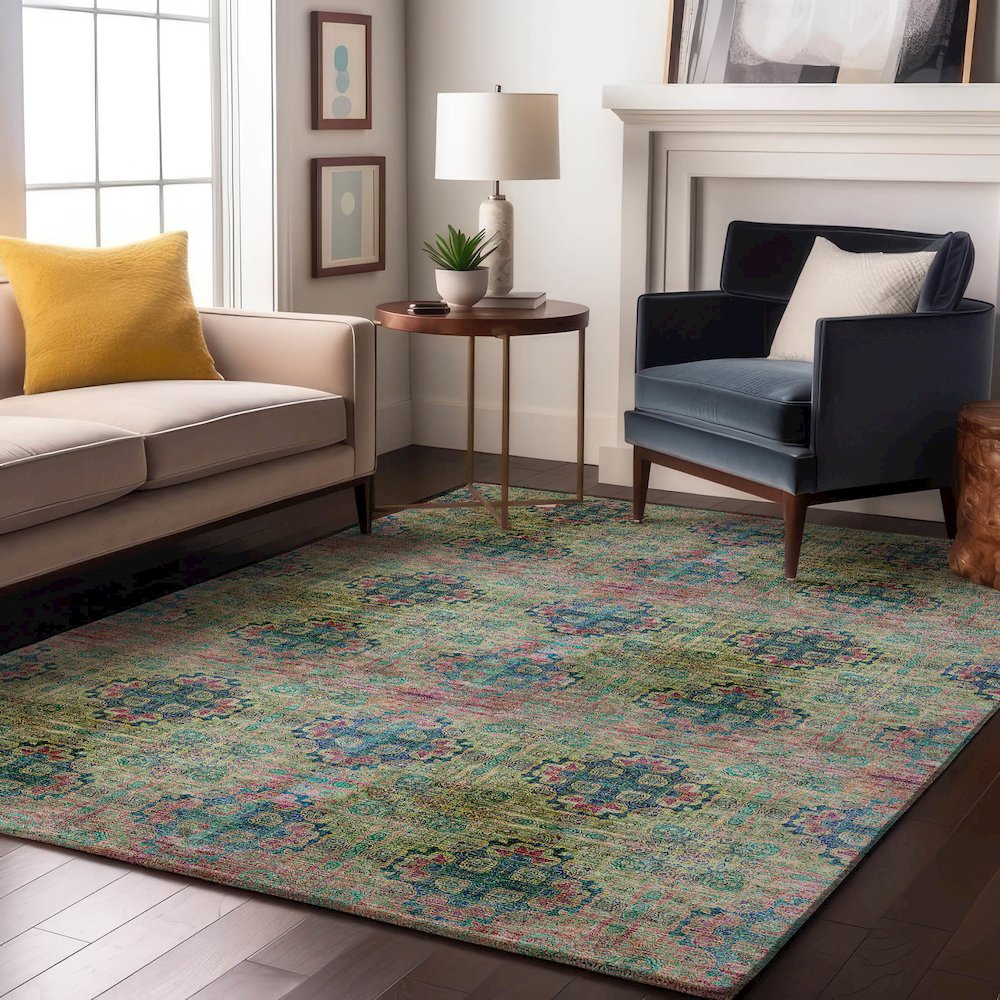 Premium Machine Washable Mayfield  Green 3' x 5' Rug