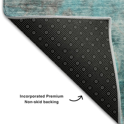 Premium Machine Washable Mayfield  Teal 2'3" x 7'6" Runner Rug
