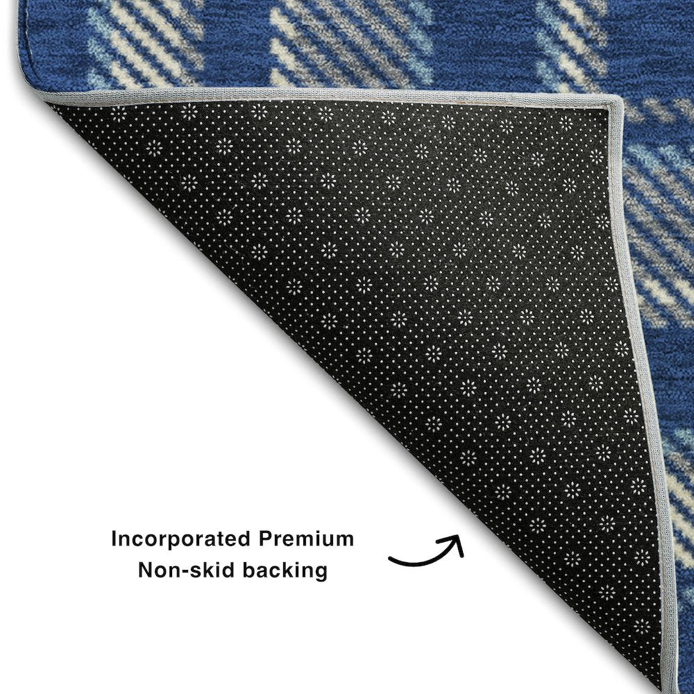 Premium Machine Washable Mayfield  Navy 2'3" x 7'6" Runner Rug