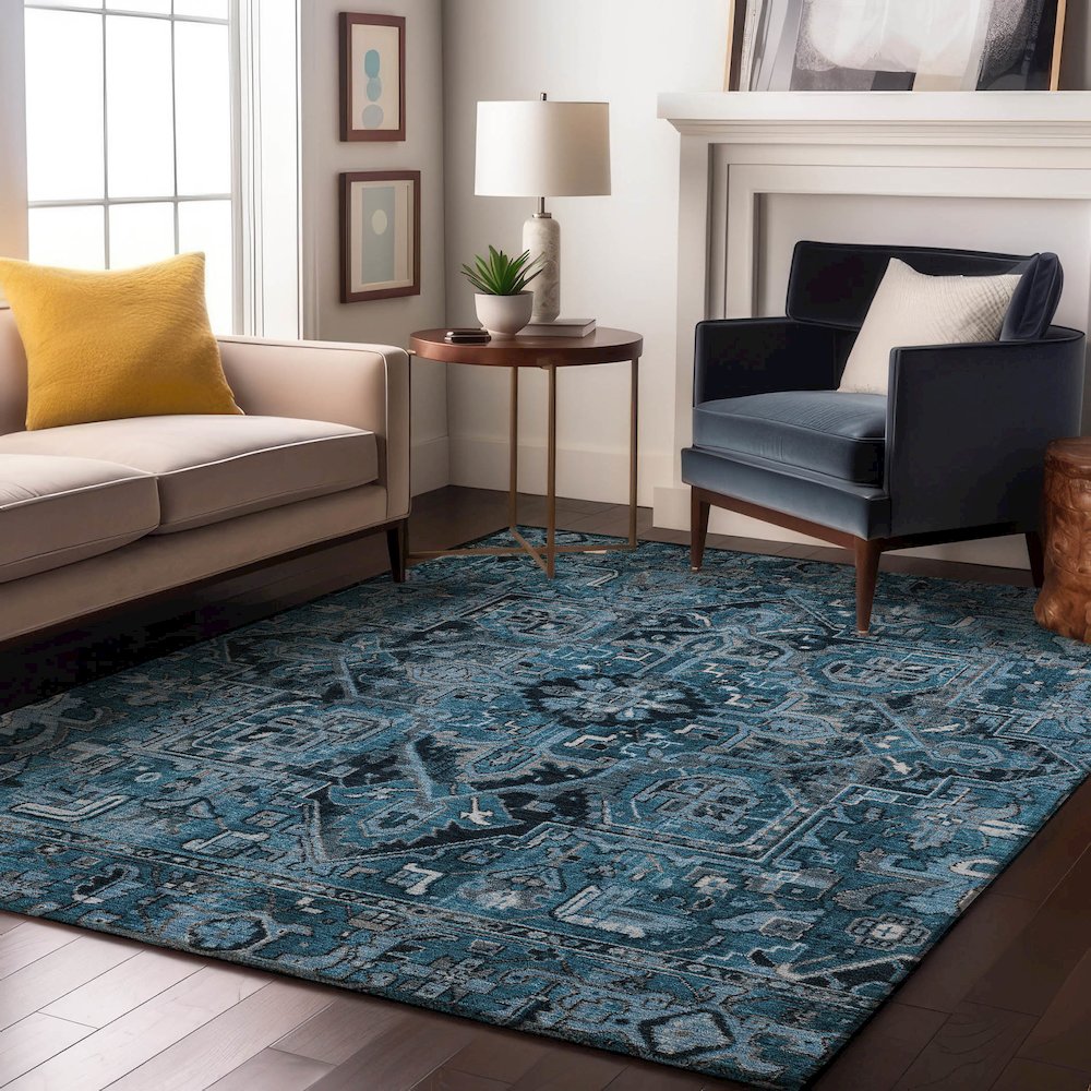 Premium Machine Washable Mayfield  Blue 3' x 5' Rug
