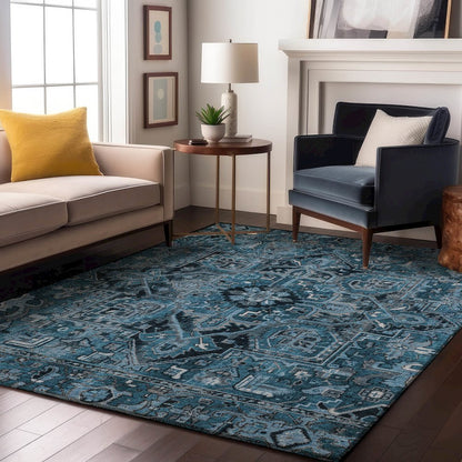 Premium Machine Washable Mayfield  Blue 3' x 5' Rug