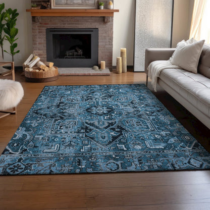 Premium Machine Washable Mayfield  Blue 3' x 5' Rug