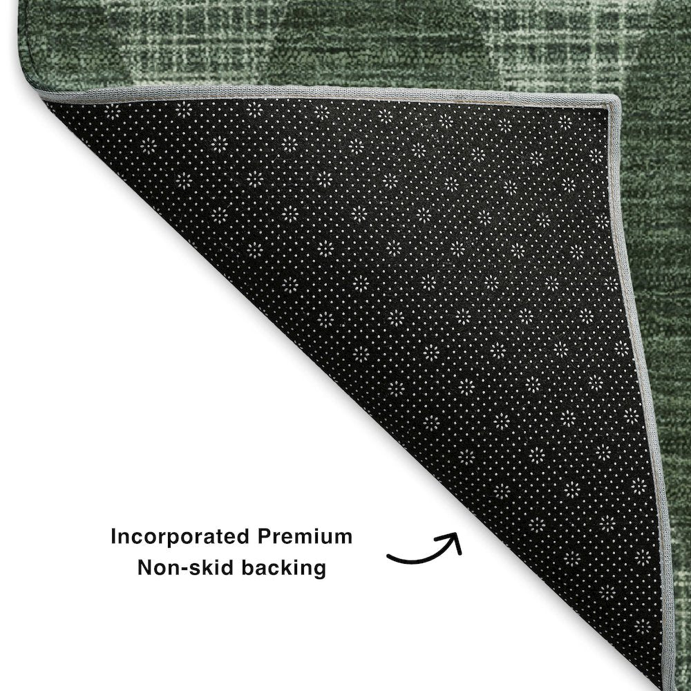 Premium Machine Washable Mayfield  Olive 2'3" x 7'6" Runner Rug