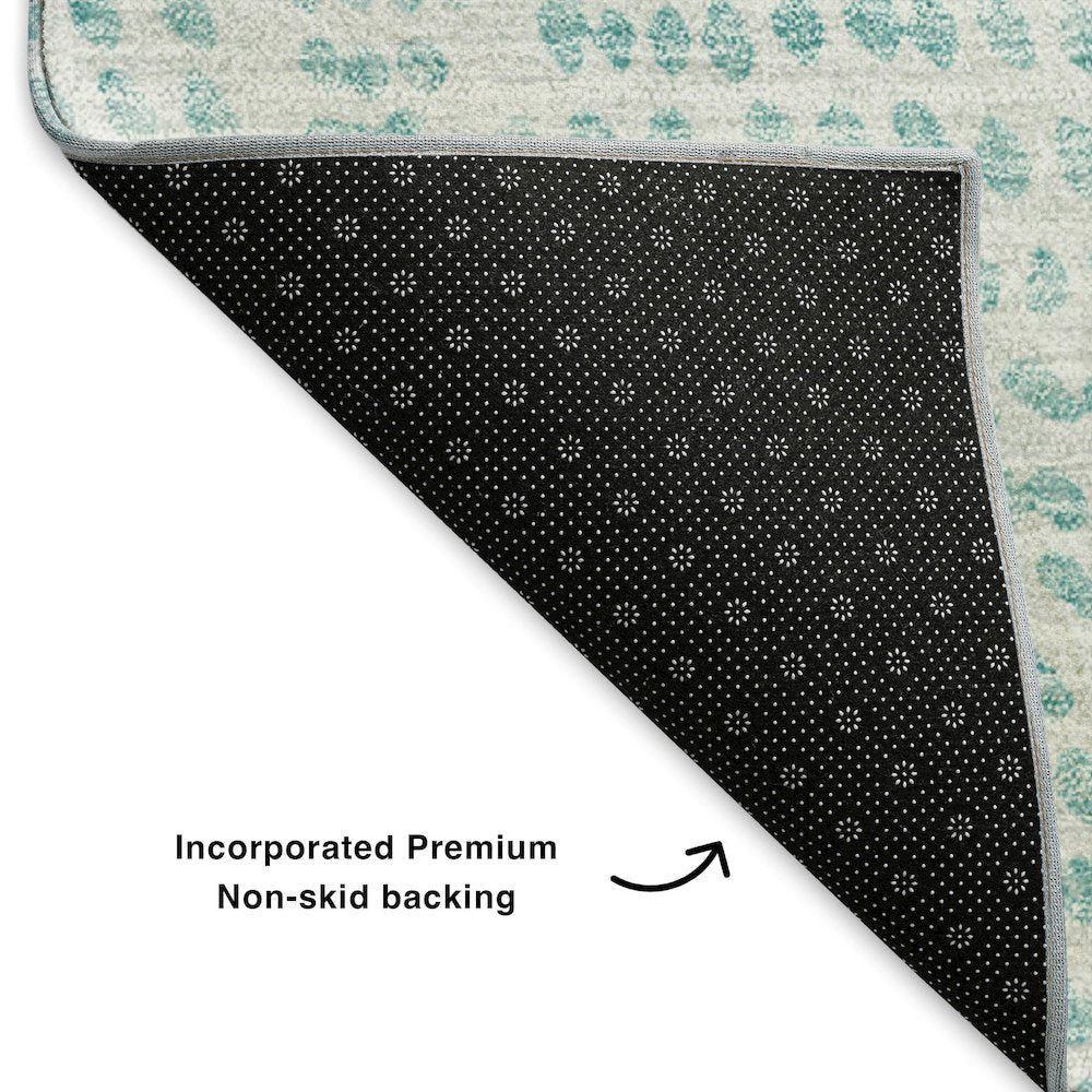 Premium Machine Washable Mayfield  Aqua 2'3" x 7'6" Runner Rug