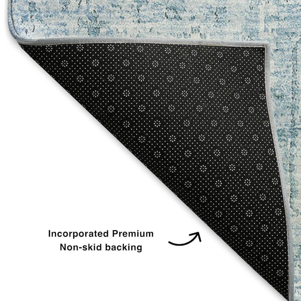 Premium Machine Washable Mayfield  Sky 2'3" x 7'6" Runner Rug