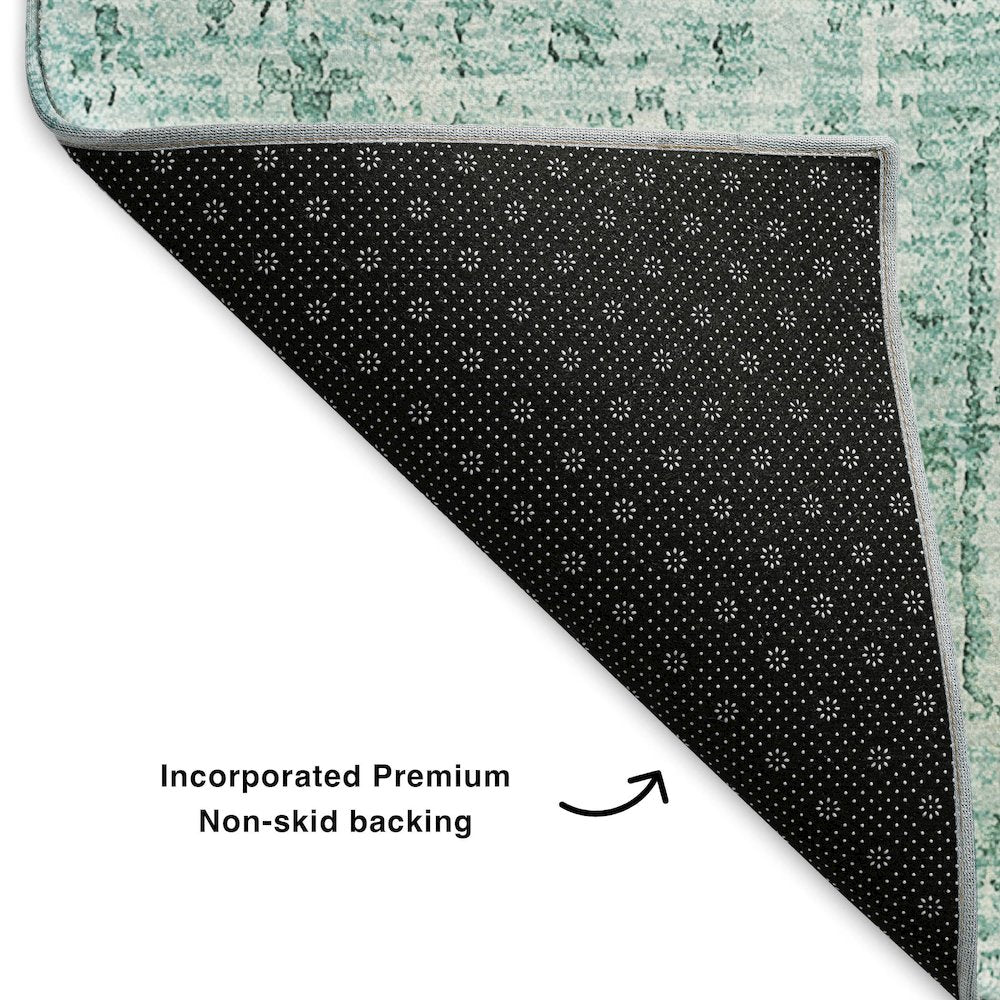 Premium Machine Washable Mayfield  Teal 2'3" x 7'6" Runner Rug