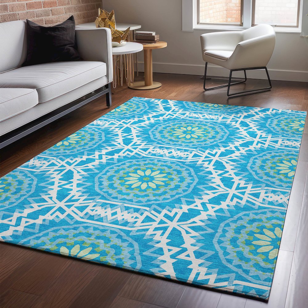 Premium Machine Washable Mayfield  Blue 3' x 5' Rug