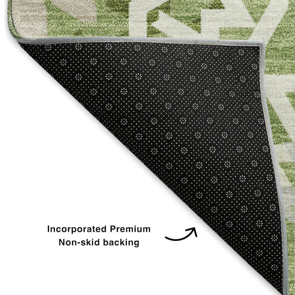 Premium Machine Washable Mayfield  Green 2'3" x 7'6" Runner Rug