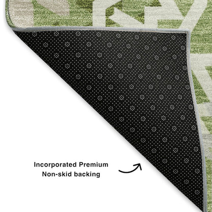 Premium Machine Washable Mayfield  Green 2'3" x 7'6" Runner Rug