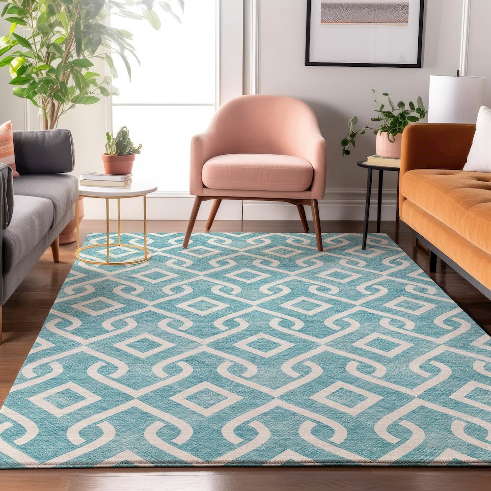 Premium Machine Washable Mayfield  Teal 3' x 5' Rug