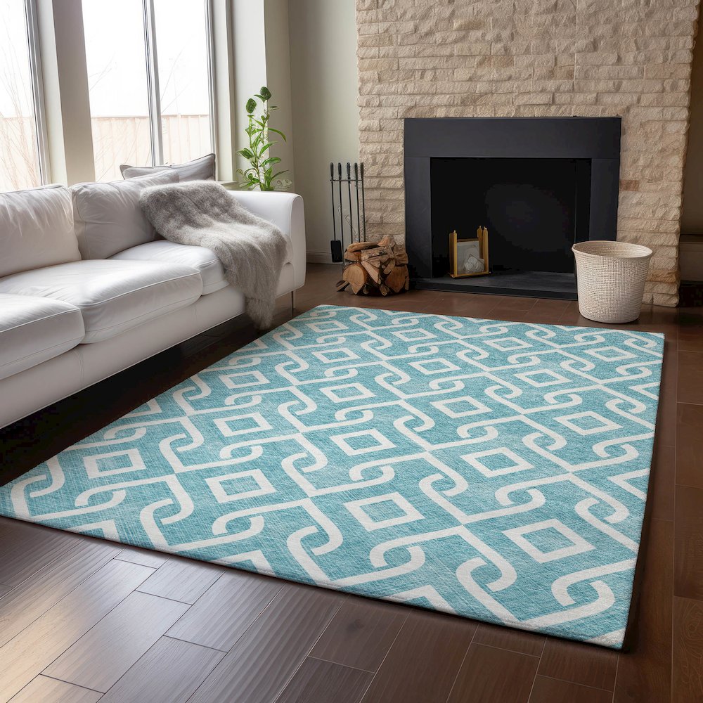Premium Machine Washable Mayfield  Teal 3' x 5' Rug