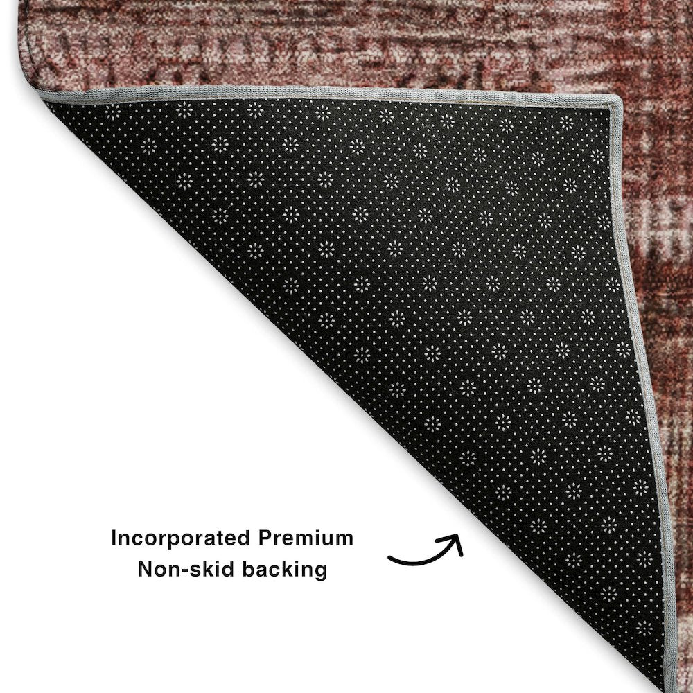 Premium Machine Washable Mayfield  Burgundy 2'3" x 7'6" Runner Rug