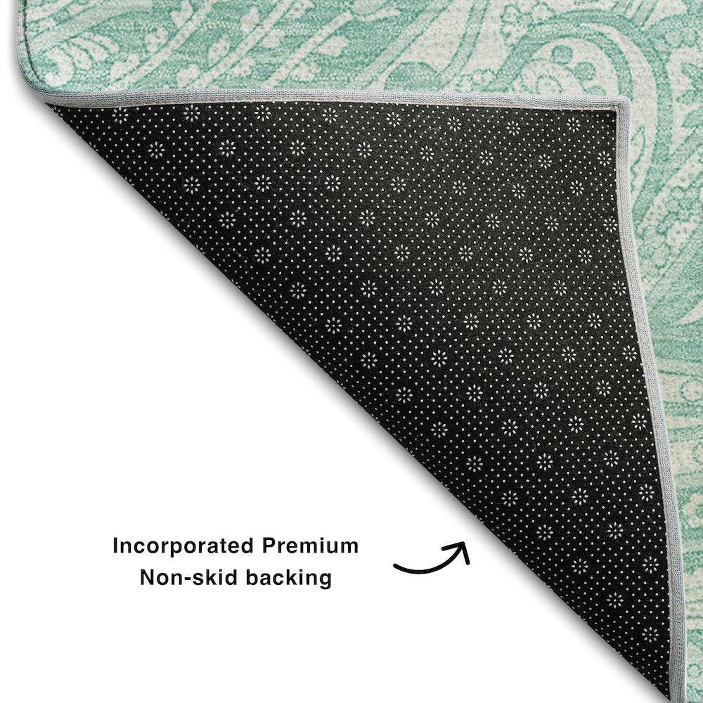 Premium Machine Washable Mayfield AMF654 Teal 2'3" x 7'6" Runner Rug