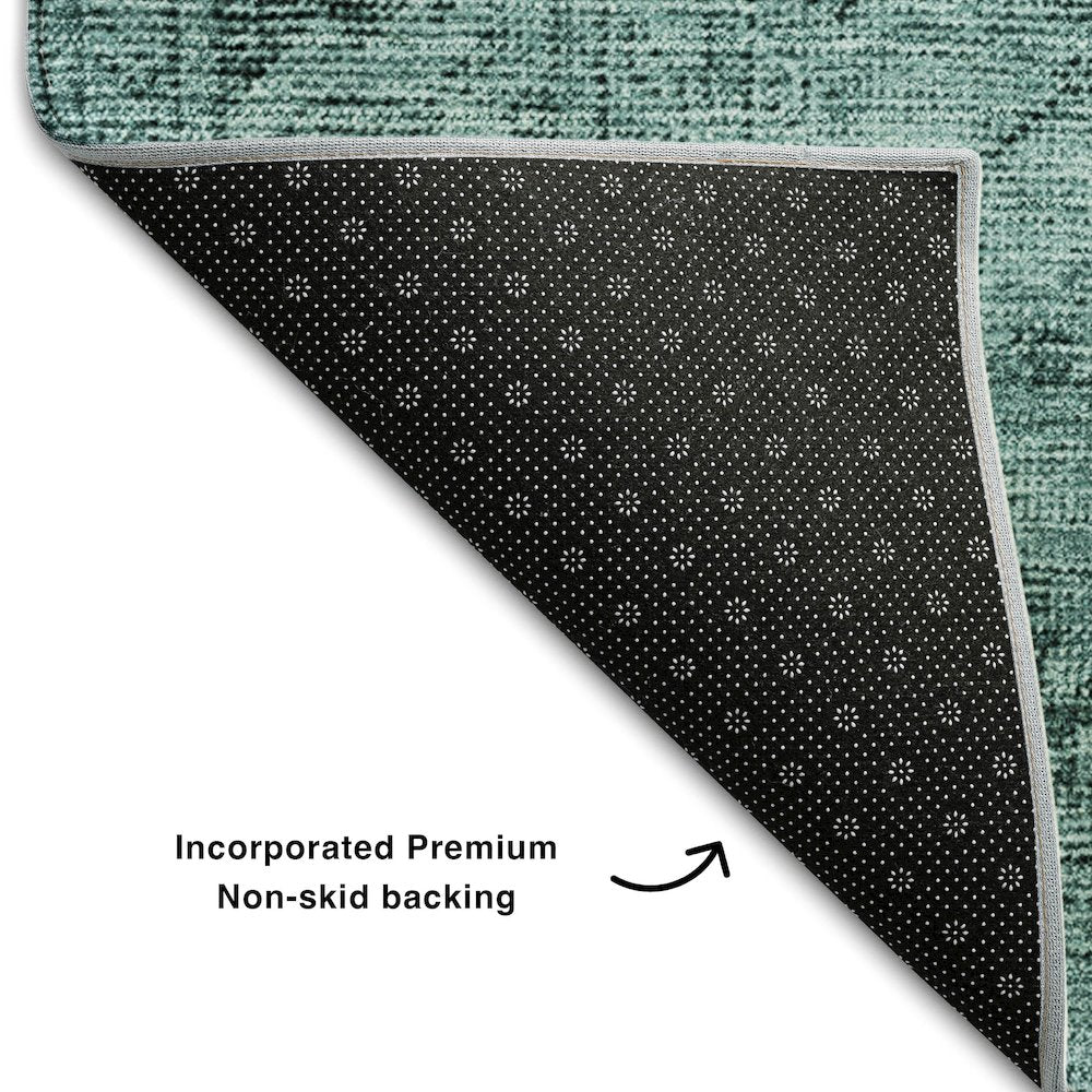 Premium Machine Washable Mayfield AMF658 Teal 2'3" x 7'6" Runner Rug