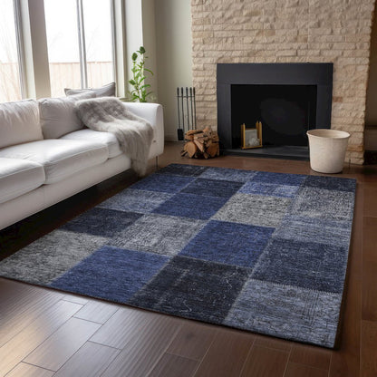 Premium Machine Washable Mayfield AMF663 Navy 3' x 5' Rug