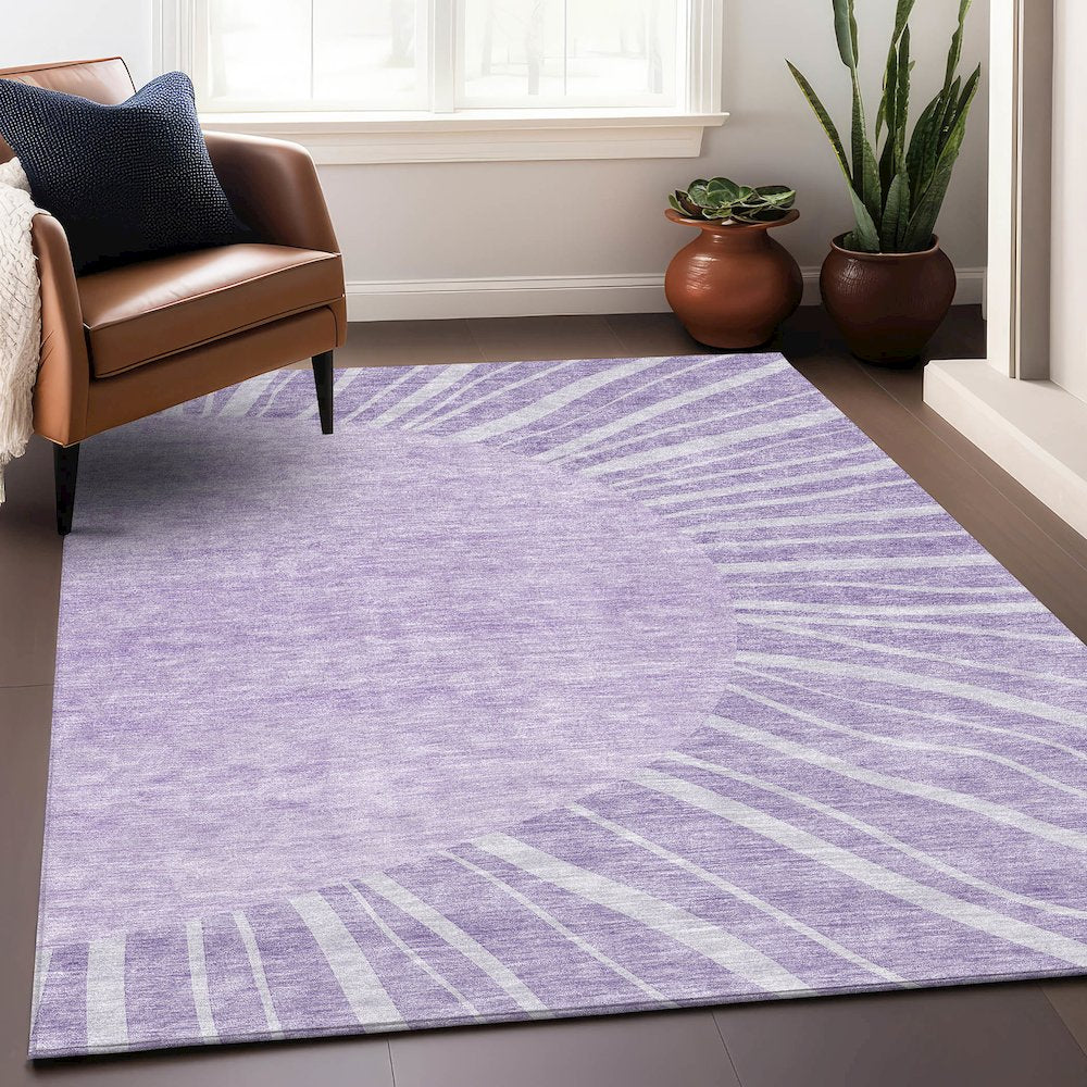 Premium Machine Washable Mayfield AMF668 Lavender 3' x 5' Rug