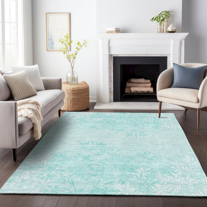 Premium Machine Washable Mayfield AMF673 Teal 3' x 5' Rug