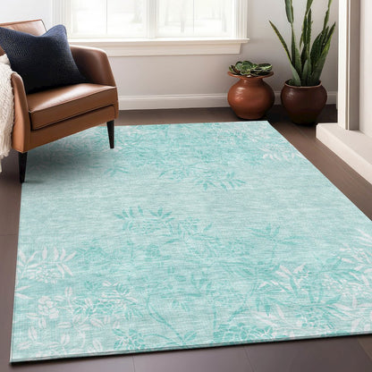 Premium Machine Washable Mayfield AMF673 Teal 3' x 5' Rug