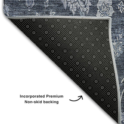 Premium Machine Washable Mayfield AMF680 Blue 2'3" x 7'6" Runner Rug