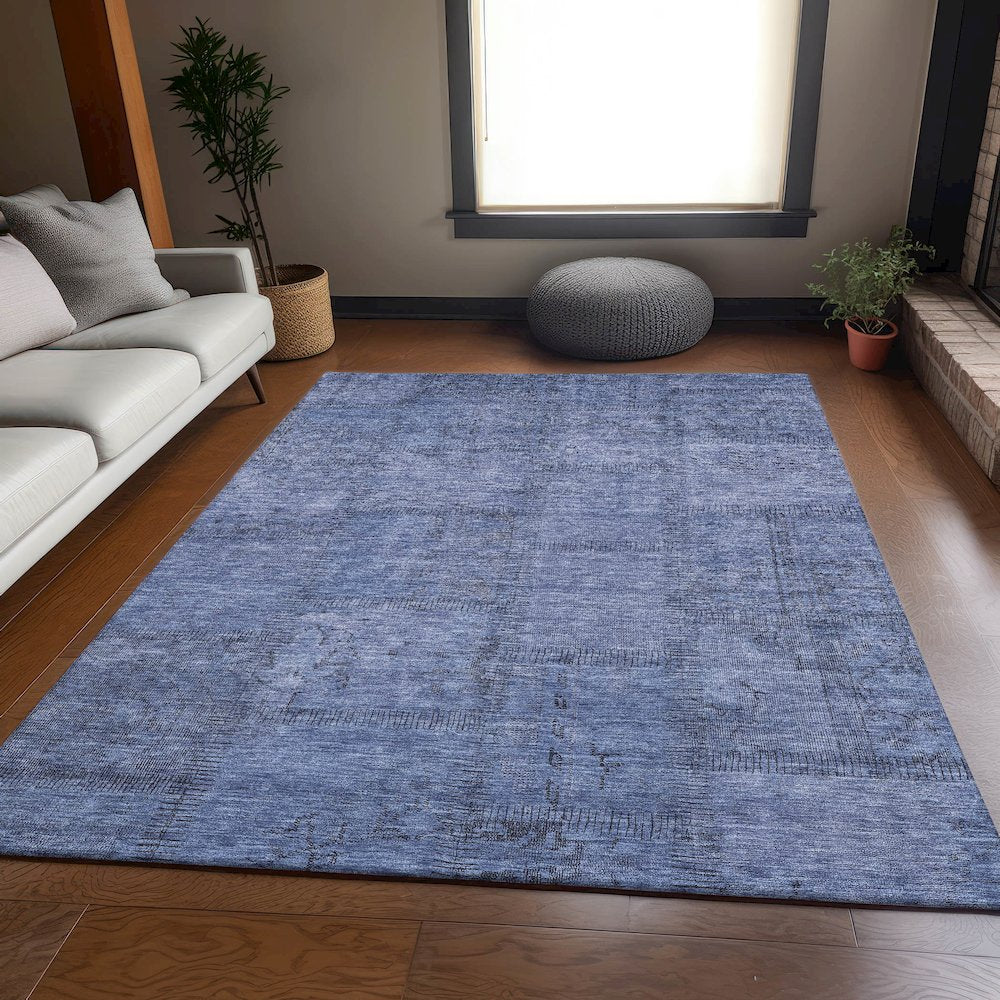 Premium Machine Washable Mayfield AMF685 Blue 3' x 5' Rug