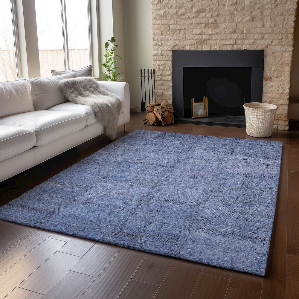 Premium Machine Washable Mayfield AMF685 Blue 3' x 5' Rug