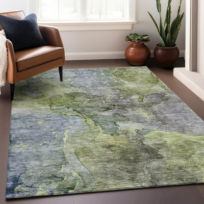 Premium Machine Washable Mayfield AMF689 Olive 3' x 5' Rug