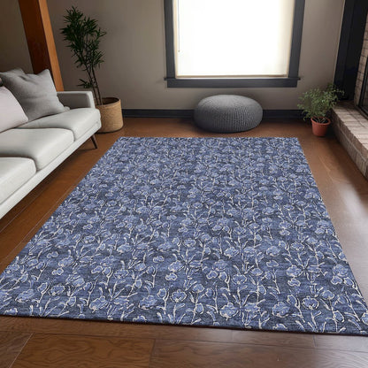 Premium Machine Washable Mayfield AMF692 Navy 3' x 5' Rug