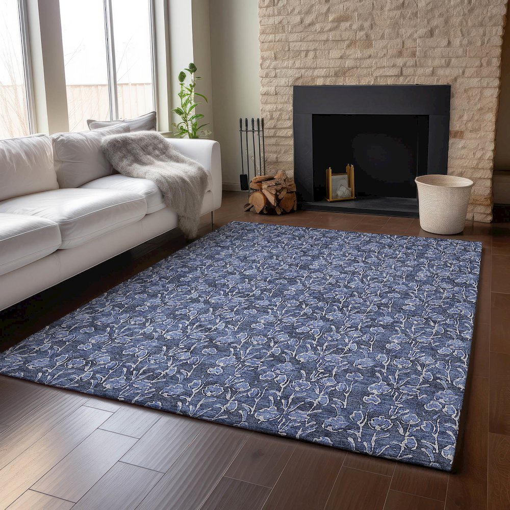 Premium Machine Washable Mayfield AMF692 Navy 3' x 5' Rug