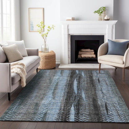 Premium Machine Washable Mayfield AMF693 Blue 3' x 5' Rug