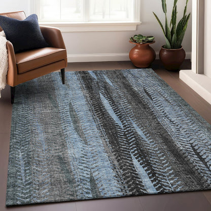 Premium Machine Washable Mayfield AMF693 Blue 3' x 5' Rug